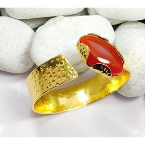 Brass Gold Plated Amethyst Gemstone Fashion Cuff <b>Bracelets</b> - Product Image 3