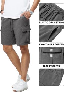 Venta al por mayor a granel logotipo corto de lana pantalones cortos de sudor de los hombres de encargo al por mayor de los hombres cordón Jogger de punto de algodón pantalones cortos de gimnasio - Product Image 6