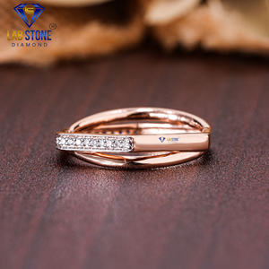 0,15 TDW banda de diamantes redondos 18K anillo de compromiso de oro rosa Cvd/Hpht Joyería de diamantes - Product Image 2