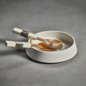 Juego de servidor de ensalada de cuerno natural ecológico de 2 uds con mango de hueso Servidor de ensalada personalizado y mezcla de utensilios de cocina y vajilla - Product Image 2