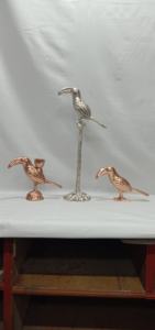 Sculpture de branche d'oiseau en aluminium argenté Bougeoir Accent décoratif en métal pour l'éclairage de table de bureau d'hôtel à domicile - Product Image 2