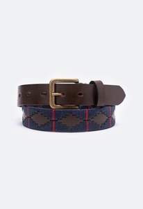 Modèle de ceinture de polo fabriqué à la main en cuir de qualité supérieure bleu, boucle vintage, accessoire de mode unisexe | OEM disponible - Product Image 2