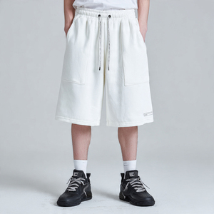 Pantalones Cortos Deportivos de Pierna Ancha para Hombre, Pantalones Cortos de Felpa con Cintura Alta y Cordón Ajustable, Pantalones Cortos Deportivos Holgados de Invierno para Hombre - Product Image 2