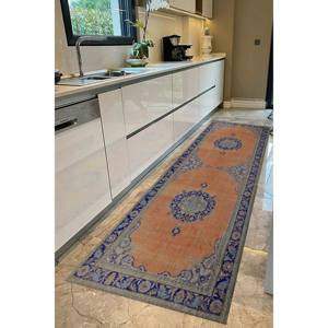 Tapis imprimé antidérapant de style Oushak turc vintage, tapis fin non tissé - Product Image 4
