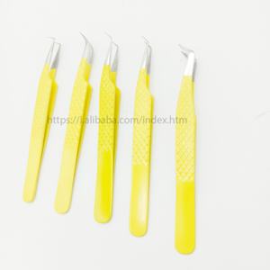 Custom Design <b>Eyelash</b> Tweezers <b>Kit</b> for Beauty Yellow Color OEM <b>Eyelash</b> Tweezers Set High Quality <b>Eyelash</b> <b>Extensions</b> Tweezers - Product Image 1