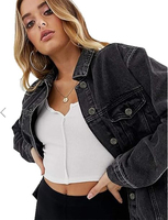 Veste en jean pour femmes OEM CUSTOM, coupe décontractée et surdimensionnée, design élégant d'un attrape-rêves, veste noire colorée tendance