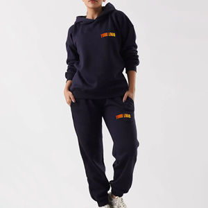 Sweat-shirt à capuche décontracté pour femme avec sweat-shirt ample et pantalon de jogging à cordon tenue confortable pour le salon - Product Image 1