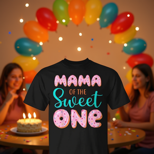 T-shirt coordinata per la prima festa di compleanno della mamma della piccola, a tema ciambella, personalizzabile per celebrare con la famiglia - Product Image 3