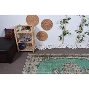 Alfombra Turca Vintage de 4,8x7,2 pies, Alfombra de Lana Verde del Suroeste - Product Image 5