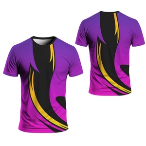 Camiseta con estampado de rayas degradadas transpirables de punto a la moda para hombre, deportes informales - Product Image 3