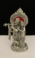 Nouvel arrivage, fabriqué à la main, en laiton, métal plaqué argent, sur pied, Radha Krishna avec Statue de Basuri pour la décoration de la maison et les cadeaux