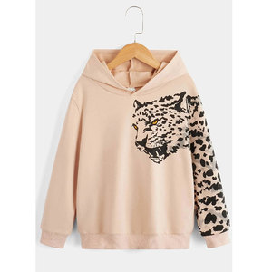 Pull à capuche en coton de style décontracté d'hiver pour femmes sur mesure avec logo à manches longues sur le devant 100% coton - Product Image 1