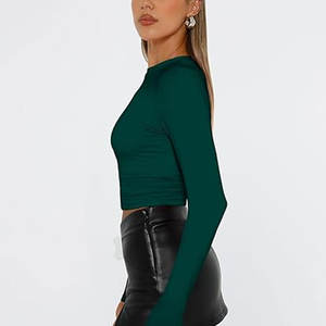 Camisas de Manga Larga Personalizadas de Fábrica, Venta Caliente, Precio Económico, Alta Calidad, Camisas de Manga Larga Lisas de Color Sólido para Mujer - Product Image 3