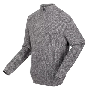เสื้อสเวตเตอร์ถักแบบสวมหัวของผู้ชายผ้าคอตตอน100% มีซิปปิดแพทเทิร์นพื้นสำหรับฤดูหนาว - Product Image 5