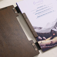 Couverture de menu en bois A4 avec livre de dossier de menu de qualité en cuir de qualité pour café Restaurant Bar Hôtel-Fournitures de restaurant