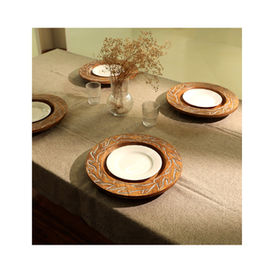 Assiettes de chargeur en bois Assiettes de chargeur en bois naturel Plateaux de nourriture classiques légers pour la conception de Dessert de salade de collation de plat - Product Image 1