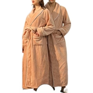 Camisón de franela Tallas grandes Pareja Albornoz Otoño Invierno Largo Grueso Pijamas para mujer - Product Image 4