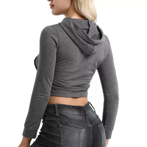 Top Corto con Cierre de Alta Calidad para Hombre, Sudadera con Capucha Personalizada de Color Sólido, Transpirable, Bordada, 100% Algodón Felpa - Product Image 5