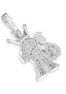 จี้เพชรโมอิสซาไนต์ทรงกลมเจียระไนแบบบริลเลียนท์ ดี-คัลเลอร์ ดอลลาร์คิง ประดับด้วยเงินแท้ 925 ชุบโรเดียม ดีไซน์มงกุฎ สำหรับงานปาร์ตี้ - Product Image 4