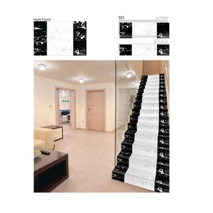 Azulejos de escalera de porcelana esmaltada de cuerpo completo antideslizante con aspecto de mármol decorativo moderno clásico de 2024 300x900mm para escalones y elevadores - Product Image 6