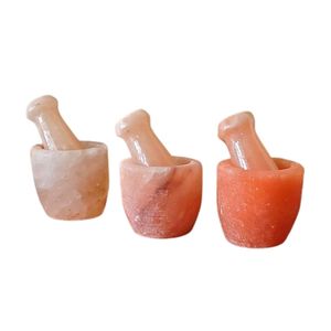 Juego de mortero y Maja de sal del Himalaya, artesanías naturales para preparación de alimentos y trituración de especias - Product Image 6