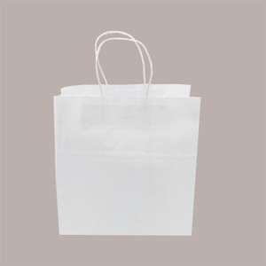 Bolsas de Papel Blancas con Asas de Cordón, 28+20 cm, 31 cm, 100 g, Promocionales, 50 Unidades - Product Image 1