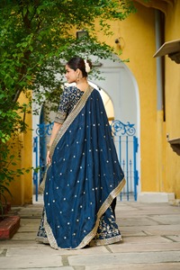 ผ้าไหม Vichitra ออกแบบแฟนซีพร้อมเลื่อมปักงาน lehenga choli ผู้ผลิตและผู้จำหน่ายจาก Surat ในอัตราที่ต่ำที่สุด - Product Image 5