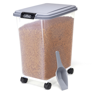 NOBLEZA 40L contenitore per alimenti per animali domestici coperchio ribaltabile e ruote comodo da riporre per i tuoi amici pelosi - Product Image 1