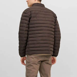 Vestes pour hommes | Veste pour homme Veste matelassée marron foncé avec matelassage horizontal, vêtements d'extérieur d'hiver légers avec fermeture à glissière. - Product Image 3