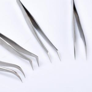 แหนบต่อขนตาสแตนเลสแบบตรงและโค้ง เครื่องมือติดขนตาความแม่นยำสูง - Product Image 4