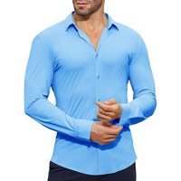 Kemeja Pria Slim Fit Bahan Katun 100% Bernapas, Lengan Panjang, Gaya Kantor dengan Kancing Depan untuk Seragam, Logo Custom, Pakaian Formal