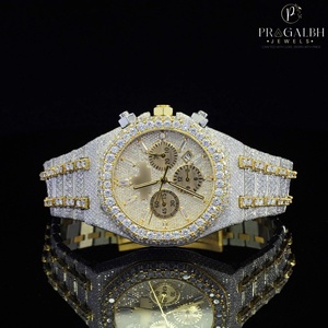 แฟชั่นนาฬิกาเพชรหรูหรา VVS Moissanite ดีไซน์ใหม่นาฬิกาทรงกลมน้ำแข็งที่41mm - Product Image 2