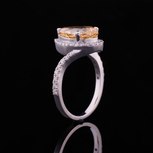 Anillo de Diamante Amarillo con Corte Fantasía en Forma de Pera, Plata de Ley 925, Chapado en Oro de 14K, Estilo Hielo Triturado, Superventas - Product Image 4
