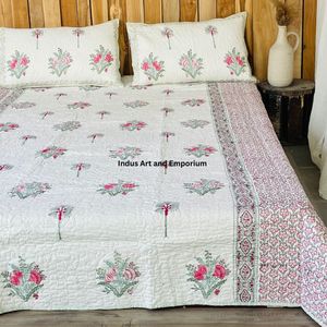 Wholesale Eco-Friendly Classic Knitted Hand Block Printed 100% Cotton <b>Quilted</b> All-Season <b>Bedspreads</b> & Bedcover - Product Image 4