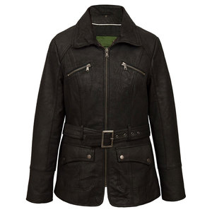 Blouson de moto en cuir d'agneau véritable style vintage pour femme avec doublure en satin, design tissé respirant, réversible et coupe-vent - Product Image 1