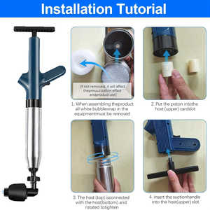 Juego de Pistones Neumáticos de Alta Resistencia con Copa de Goma, Tecnología de Ondas de Choque de Alta Presión, Manómetro Digital, Material Plástico/Metal - Product Image 5