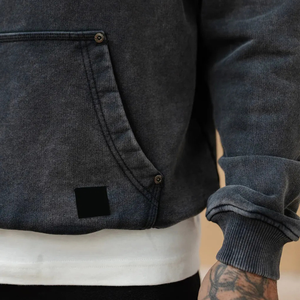 เสื้อฮู้ดผ้าซักกรดสำหรับผู้ชายเสื้อฮู้ดแบบสวมหัวสไตล์สตรีทแวร์เสื้อมีฮู้ดแฟชั่นผู้ชายเสื้อมีฮู้ดโอเวอร์ไซส์และซักได้ - Product Image 5