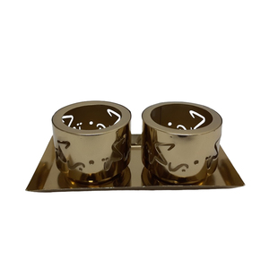 Bandeja de forma cuadrada de metal personalizada de Venta caliente con cuatro cuencos de acabado dorado de tamaño mediano para pedidos al por mayor - Product Image 1