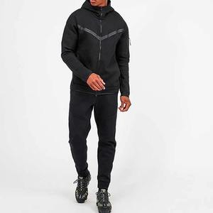 Vente en gros OEM Premium Quality Patchwork Full Zip Up Hoodie Jogger Tracksuits Private Labels et Logo 2 Piece Sweatsuit Set - Product Image 5