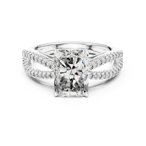 Bague de fiançailles en or jaune 14 carats avec diamant de laboratoire radiant et rond pour femmes |   Nouveau diamant cultivé - Product Image 3