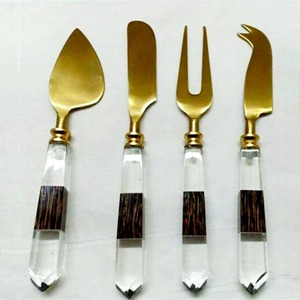 Esparcidor de mantequilla de queso con mango de resina transparente, diseño moderno, acero inoxidable, plata, lujoso - Product Image 6