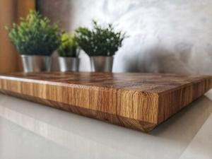 Planche à découper rectangulaire en bois d'acacia massif, faite à la main, durable, naturelle, pour légumes, fruits, viande, pain, cuisine, 1,2 cm - Product Image 6