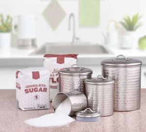 Decorative Silver Galvanised Kitchen <b>Canister</b> Durable Rustproof Container For <b>Tea</b> <b>Coffee</b> Sugar Storage - Product Image 3