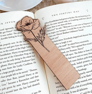 Marcapáginas ecológico hecho a mano-Diseño de flores tropicales en madera pulida, incluye embalaje de regalo VIET FARGIMEX - Product Image 1