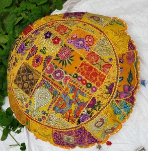 Cojines Redondos de Patchwork, Cojín de Meditación, Fundas de Cojín, Cojines de Piso Bordados Coloridos - Product Image 4