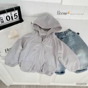 Chaqueta cortavientos de invierno con cierre de cremallera impreso y logotipo personalizado al por mayor, 2 uds., ropa de calle con capucha para niños, conjuntos de ropa para bebés - Product Image 5