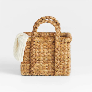 Water Hyacinth <b>Basket</b> Handmade Decorative Eco Friendly Storage Multi Purpose Durable for Clothes <b>Toys</b> and Sundries - Product Image 1