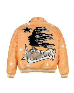 แจ็คเก็ตวิทยาลัยแบบขายส่ง OEM สไตล์สตรีทแฟชั่น  ผ้าหนังทอแบบระบายอากาศได้ดี ติดกระดุมแบบตั้ง  ดีไซน์ทันสมัย - Product Image 4