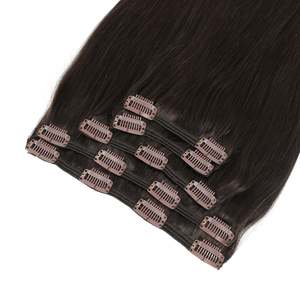 คลิปต่อผม 8 นิ้ว แบบผมตรงหยิกธรรมชาติ  ทำจากผมแท้ Remy # 1c สีน้ำตาลเข้มกลางคืน - Product Image 1
