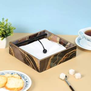 Porte-serviettes en bois MDF fait à la main de style moderne pour table à manger avec finition brillante par Metal Overseas - Product Image 2